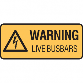 WARNING LIVE BUSBARS 125X300 POLY    