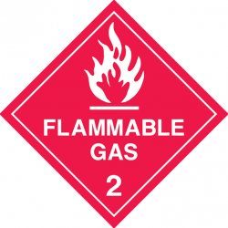 FLAMMABLE GAS 2 LABELS 270MM MTL    